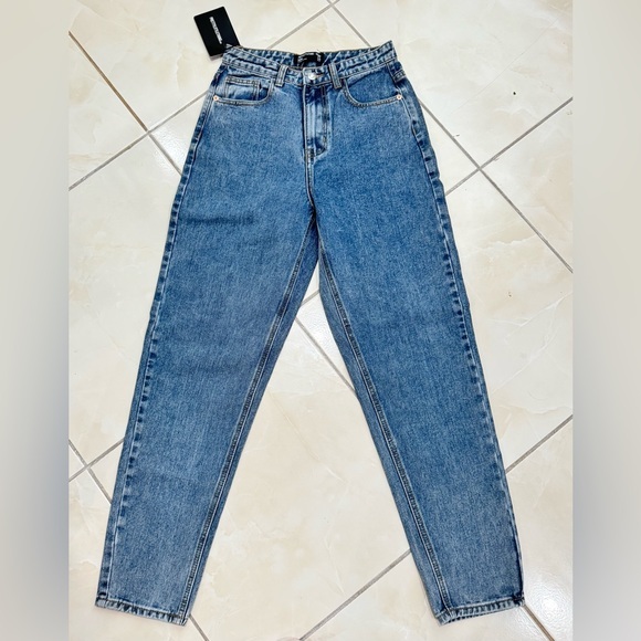 PrettyLittleThing High Rise Blue Jeans Timeless Style - Picture 1 of 7
